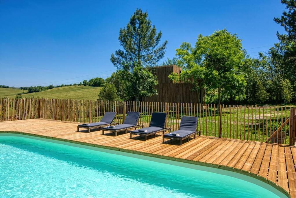 Chalet De Charme Avec Piscine Villa Aurade Exteriör bild